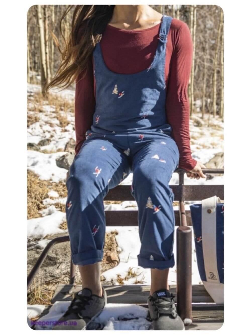 Icelantic Navy Blue Embroidered Skier Corduroy Overalls sz XL - Picture 4 of 11